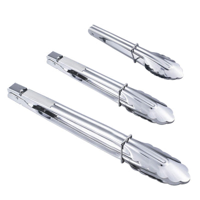 HINMAY Stainless Steel Kitchen Tongs Set Metal Cooking Tongs (7 9 12 Inch 3 Pieces)
