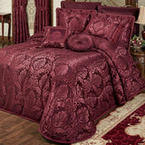 Touch of Class Camelot Luxury Bedding | Robust Burgundy | Matte Satin Damask on Richly Textured Jacquard-Woven Chenille | Designed 3 Piece Set Includes King Quilted Bedspread and 2 King Shams Touch of Class