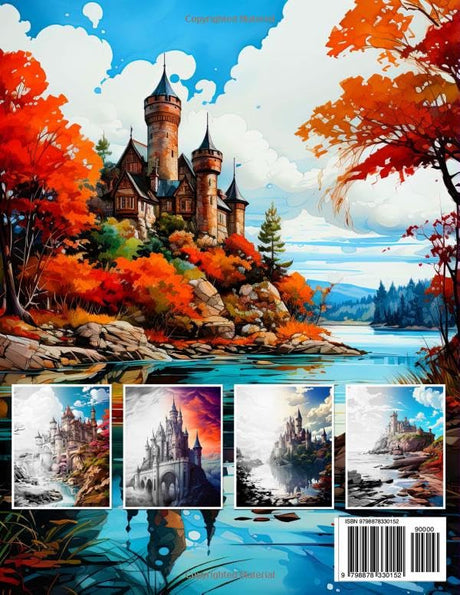 Coloring Castles: Exploring Towers and Turrets - Adult Relaxation & Stress Relief Castle Coloring Book with Intricate Medieval, Persian, and East Asian Fortresses and Magical Palaces Majosta