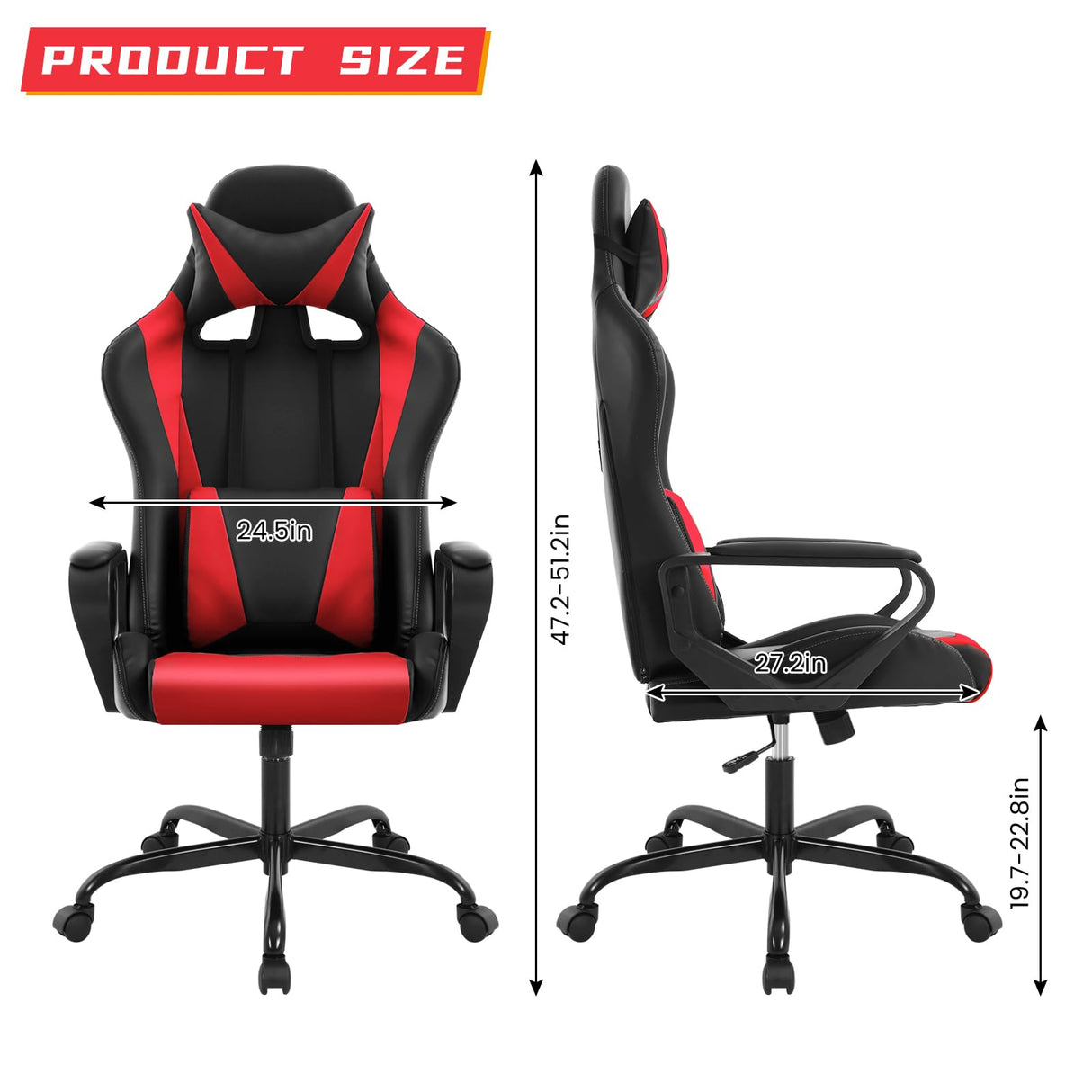 Gaming Chair for Adults Office Gaming Chair with Massage - Heavy Duty Ergonomic Racing Chair with Lumbar Support and Adjustable Arms RROCOSIA