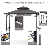 ABCCANOPY 8'x 5' Grill Gazebo Canopy - Outdoor BBQ Gazebo Shelter with LED Light, Patio Canopy Tent for Barbecue and Picnic (Dark Gray) ABCCANOPY