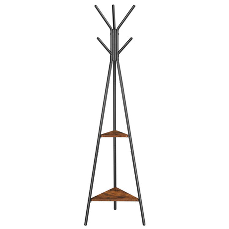 VASAGLE Coat Rack Freestanding, Coat Hanger Stand, Hall Tree with 2 Shelves, for Clothes, Hat, Bag, Industrial Style, Rustic Brown and Black URCR16BX VASAGLE