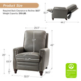 HULALA HOME Genuine Leather Recliner Chair, Classic Push Back Recliner Armchair with Thick Seat and Backrest, Comfy Adjustable Home Theater Single Recliner w/Nailhead Decor for Living Room (Dove) HULALA HOME