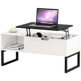 Koifuxii White Coffee Table with Black Lift Top - Modern Industrial Coffee Table with Lifting Top and Hide Compartment Storage - 40 Inch Rectangle Lift Coffee Tables for Living Room Koifuxii