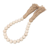 Farmhouse Beads 24in Wood Bead Garland with Tassels Rustic Country Decor Prayer Wall Hanging Bead Decoration for Gifts Ornamen Buachois