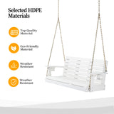 VINGLI Heavy Duty 1600 LBS HDPE Porch Swing Outdoor with Rotatable Cup Holder, 4 FT Patio Bench Swing with Adjustable Chains, 2 Person Hanging Porch Swing Chair for Porch, Yard, Tree, Garden - White VINGLI