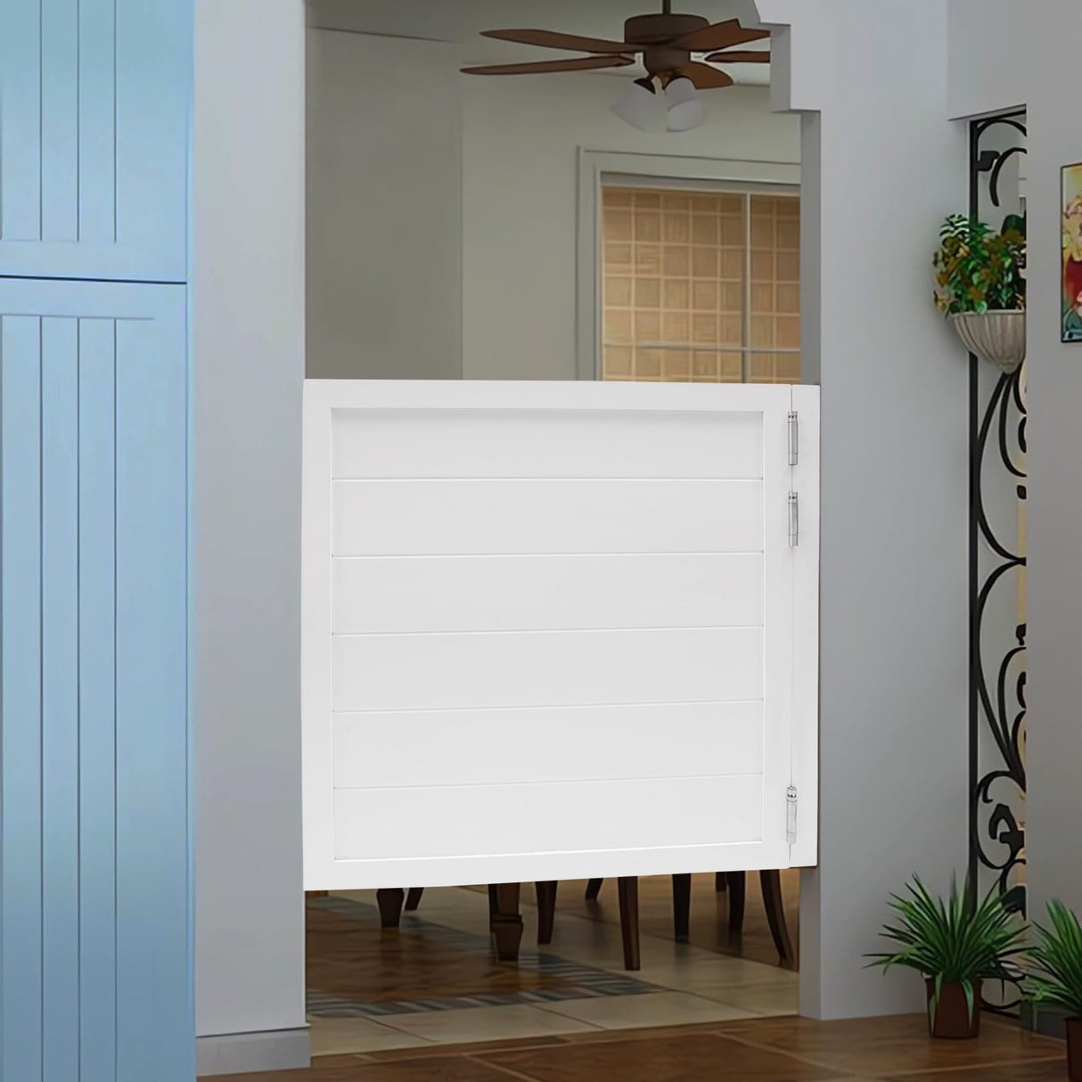 Swinging Doors 35.4x35.4in Solid Wood Cafe Swinging Door Porch Entrance Swinging Door 180° Opening Angle for Home Cafes Restaurants Bars Cash Registers, White Fifizoo