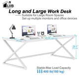 LVB 70.8" Long Desk, Modern Large White Computer Desk for Home Office Work, Wood Metal Computer Table for Writing Study in Bedroom, Simple Gaming Desk for 2 Monitor Workstation, White Oak, 70 in LVB