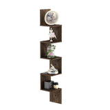 Furinno Rossi 5-Tier Wall Mount Floating Corner Square Shelf, Columbia Walnut Furinno