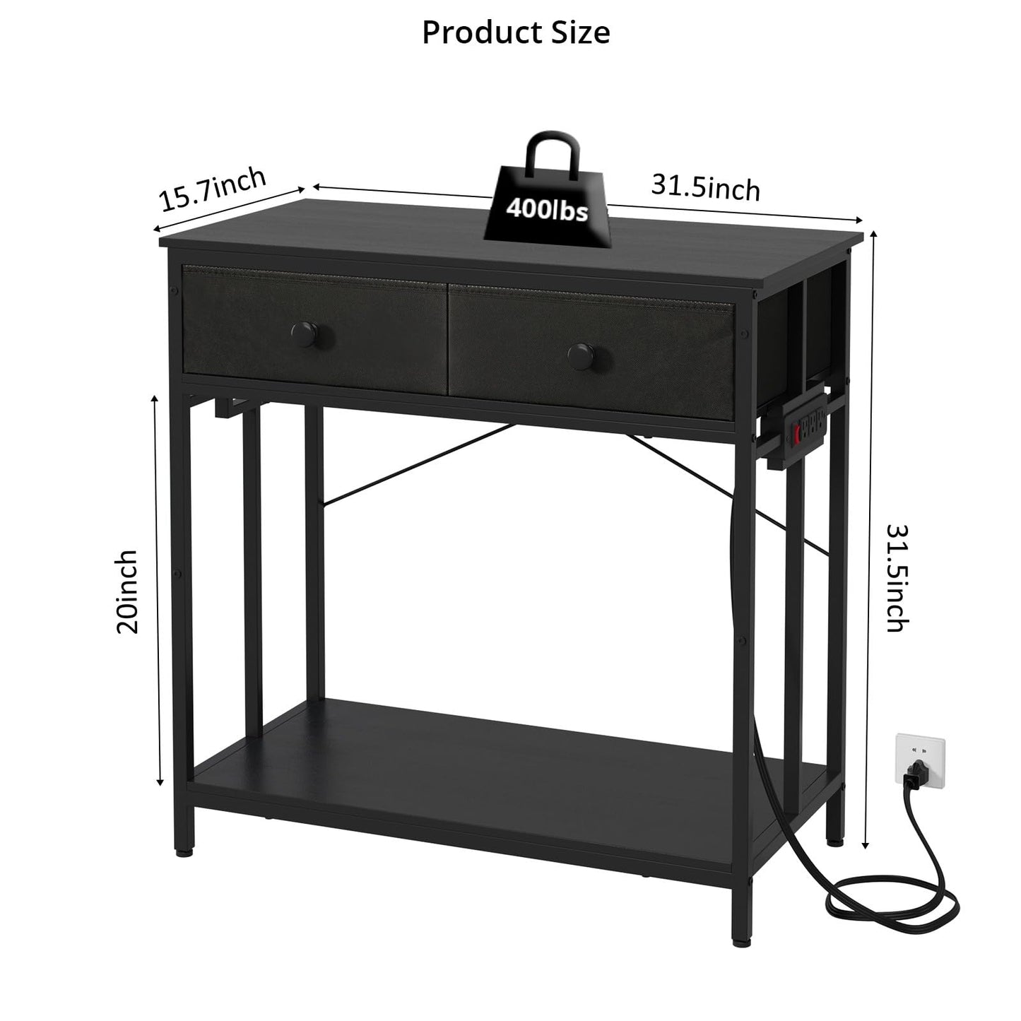 VOWNER 20-29 Gallon Aquarium Stand with Power Outlet, Metal Frame Fish Tank Stand with Cabinet Storage, Double Turtle Reptile Terrariums Tank Stand, 31.5" L*15.7" W Tabletop, 400LBS Capacity, - WoodArtSupply