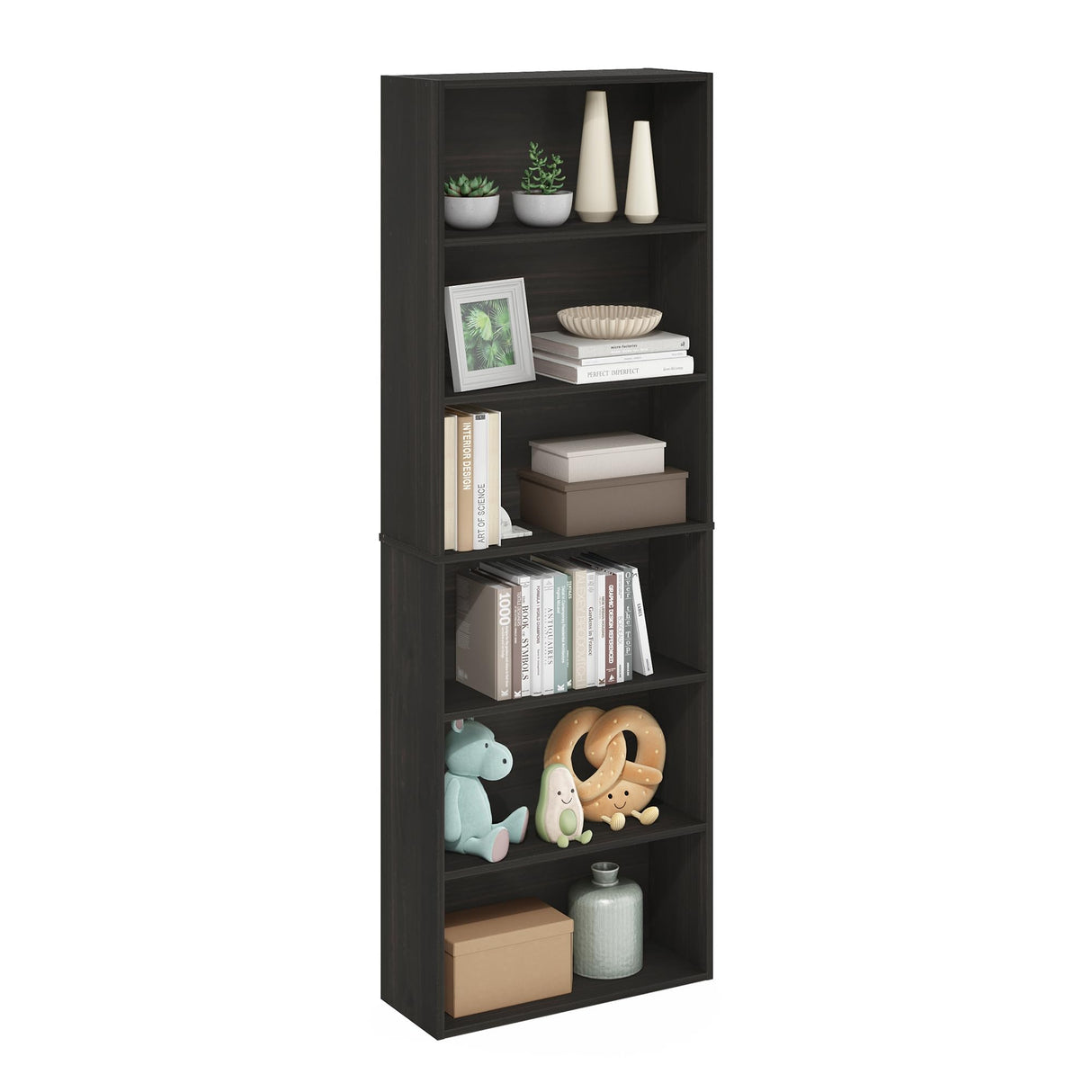 Furinno Jaya Simply Home Free Standing 6-Tier Open Storage Bookcase, Espresso Furinno