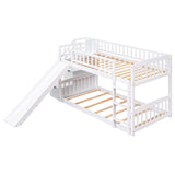 CITYLIGHT Kids Bunk Bed with Slide and Stairs, Twin Over Twin Bunk Bed with 3 Drawers, Floor Bunk Bed for Kids, Wooden Bunk Bed Frame, White CITYLIGHT