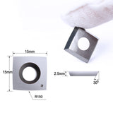 TJATSE 15 x15 x2.5mm-R150 Carbide Inserts Cutter Knives for Spiral Helical Cutterhead Woodworking, Fit for JET Dewalt DW735 WUDAHUA Various Spiral TJATSE