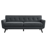 Modway Engage Mid-Century Modern Herringbone Fabric Sofa in Charcoal Modway