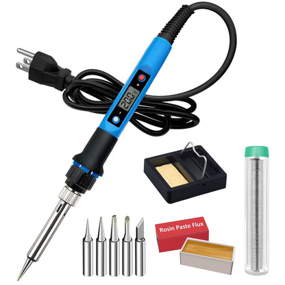 Soldering Iron Kit, 80W 110V Fast Heat up in 10s LCD Digital Adjustable Temperature Soldering Gun Thermostatic Soldering Kit for Electronic