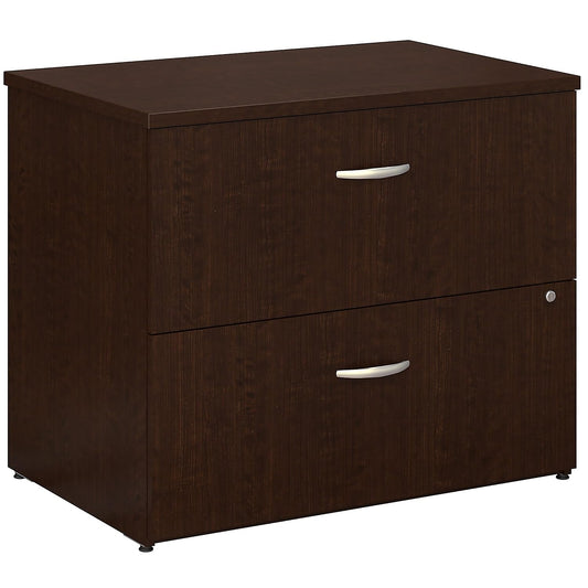 Bush Business Furniture Series C 2 Drawer Lateral File Cabinet, Locking Document Storage for Home or Professional Office, Mocha Cherry