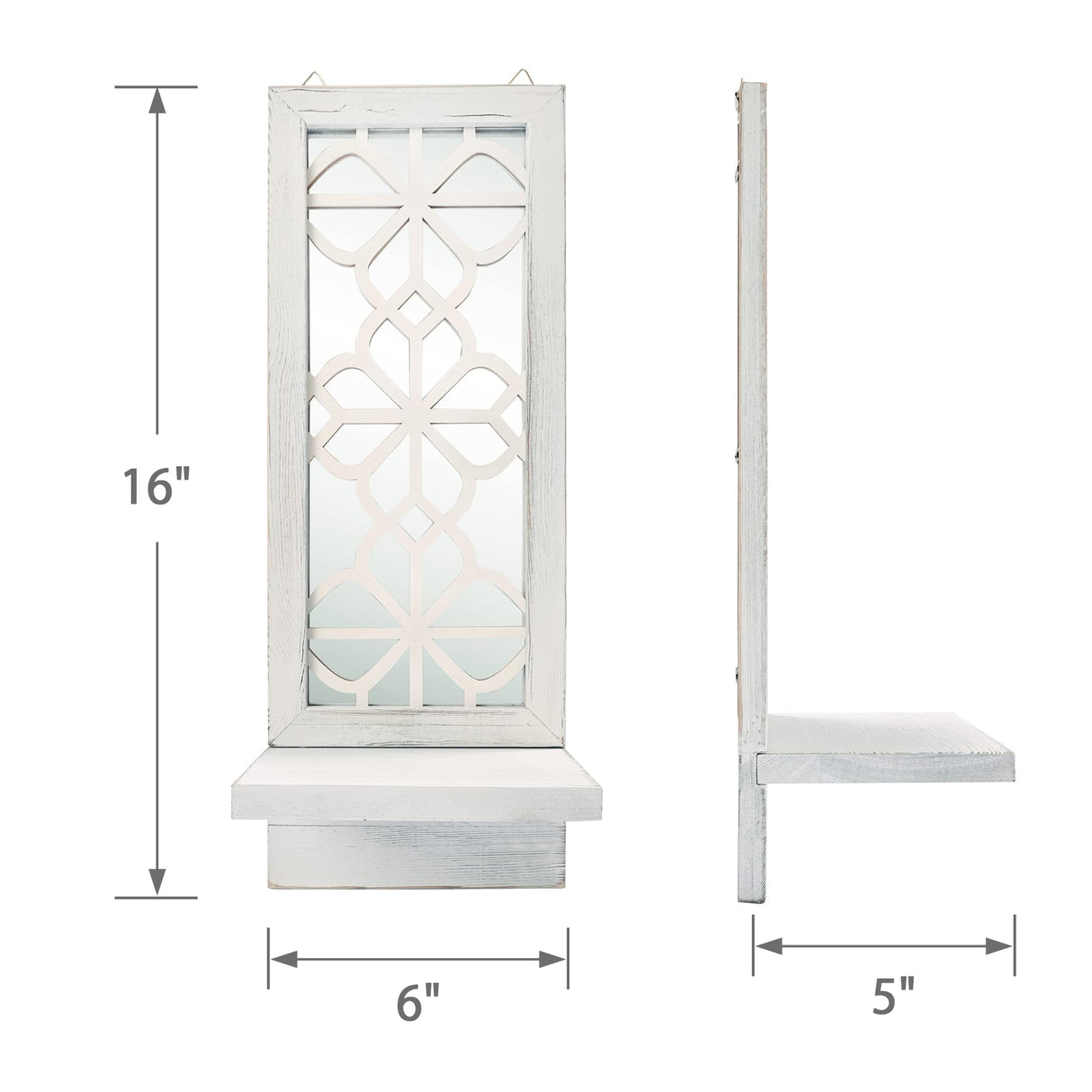 Yorkmills Candle Sconces Wall Decor Set of 2, Wall Candle Holder Rustic Home Decor, Farmhouse Wall Art Floating Mirror Sconces White Wall Decorations for Living Room, Dining Room, Bedroom, Bathroom Yorkmills