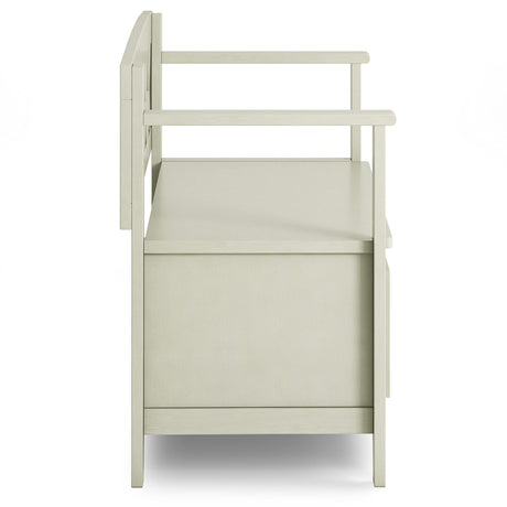 Amherst Solid Wood 48-Inch Entryway Storage Bench in Antique White SIMPLIHOME