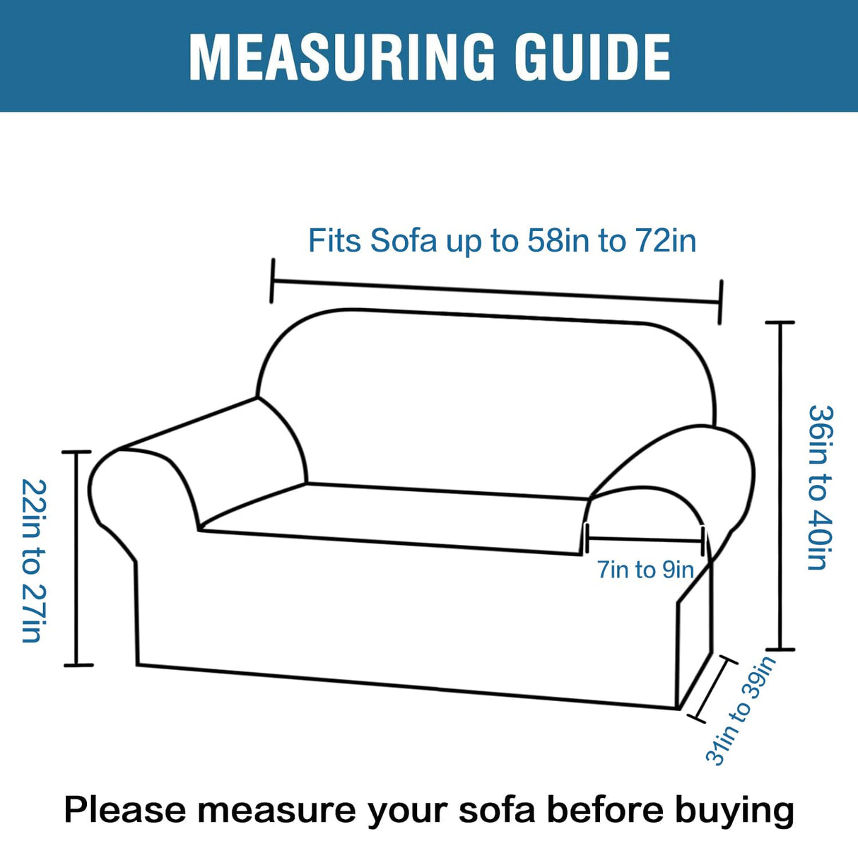 H.VERSAILTEX Stretch Velvet Loveseat Covers for 2 Cushion Couch Covers for Living Room Sofa Covers Slipcovers with Non Slip Straps Bottom, Ultra Thick Comfy Velour (Width 58"-72", Ivory) H.VERSAILTEX