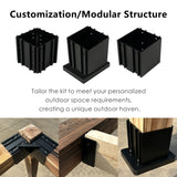 Kozyard Pergola Brackets, 4 Pack Pergola Kit 3-Way Right Angle Corner Bracket with Pergola Post Base for 4x4'' (Actual: 3.5x3.5'') Wood Beams Elevated Wood Stand Kit Pergola/Gazebo Kit Kozyard