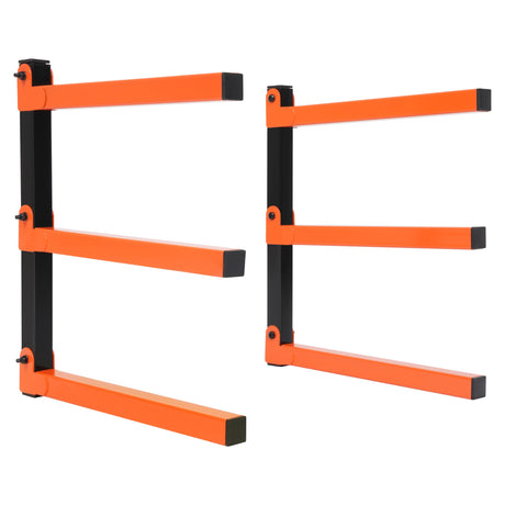 KUAFU 3-Level Indoor & Outdoor Lumber Rack Wood Storage Racks Wood Rack Organizer Use Black+Orange Steel Powder Coated (2Pcs) KUAFU