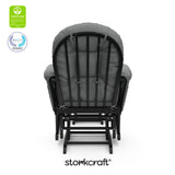 Storkcraft Premium Hoop Glider & Ottoman (Black with Light Gray) — GREENGUARD Gold Certified, Wood Craftsmanship, Convenient Storage Pockets, Smooth-Gliding Chair for Nursery, Multi-Award-Winning Storkcraft