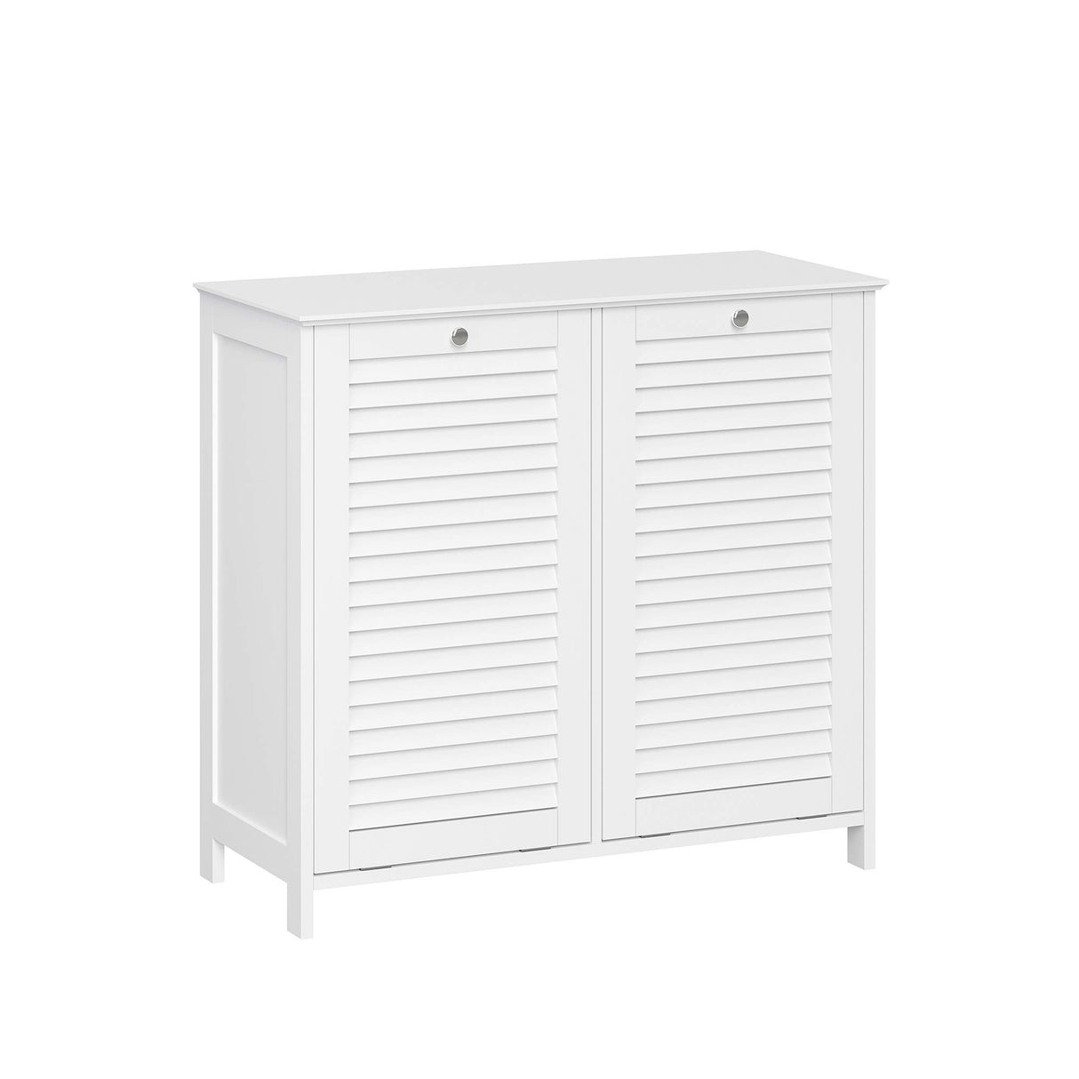 RiverRidge Ellsworth Double Tilt-Out Laundry Hamper Cabinet - Laundry Room Storage Cabinet with Removable Cloth Bag and Shutter Style Doors RiverRidge