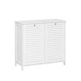 RiverRidge Ellsworth Double Tilt-Out Laundry Hamper Cabinet - Laundry Room Storage Cabinet with Removable Cloth Bag and Shutter Style Doors RiverRidge