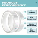 MEBMIK 2 Rolls 20mm x33m(108ft) Clear Heat Tape,Transparent High Temperature Heat Resistant Tape,Heat Transfer Tape for Heat Press and Sublimation,Heat Transfer Vinyl,No Residue MEBMIK