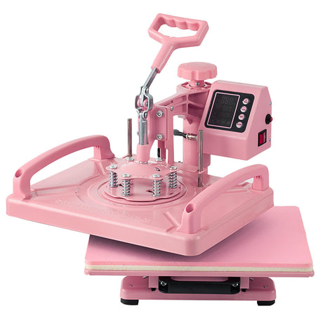 Leomru 5 in 1 Heat Press Machine 12x15 Inch, Heat Press Machine for T Shirts Hat Cap Mug Plate 360° Swing Away, Sublimation Heat Press Heat Transfer Machine W/ 30OZ Tumbler Press Pink Leomru