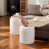 Ottoman Poufs with Storage, Set of 2 Soft Upholstered Vanity Stool,Multifunctional Ottomans Coffee Table Padded Seat Foot Rest for Living（White, Pack of 2） Cmishe