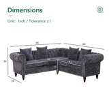 SIENWIEY Chesterfield Sectional Sofa,Deep 80 Inch Luxurious L Shaped Couch Button Tufted Velvet Sofa/Upholstered Rolled Arm with Rivets/Chesterfield Settee Modern 5 Seater Sofa for Living Room，Black SIENWIEY
