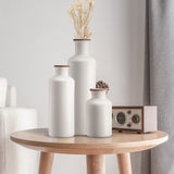 3Pcs Ceramic Vases, Rustic Decorative Flower Vases Set for Modern Farmhouse Decoration, Living Room Centerpieces and Events, Table, Bookshelf, Mantel and Entryway Decor (White) Gunlar