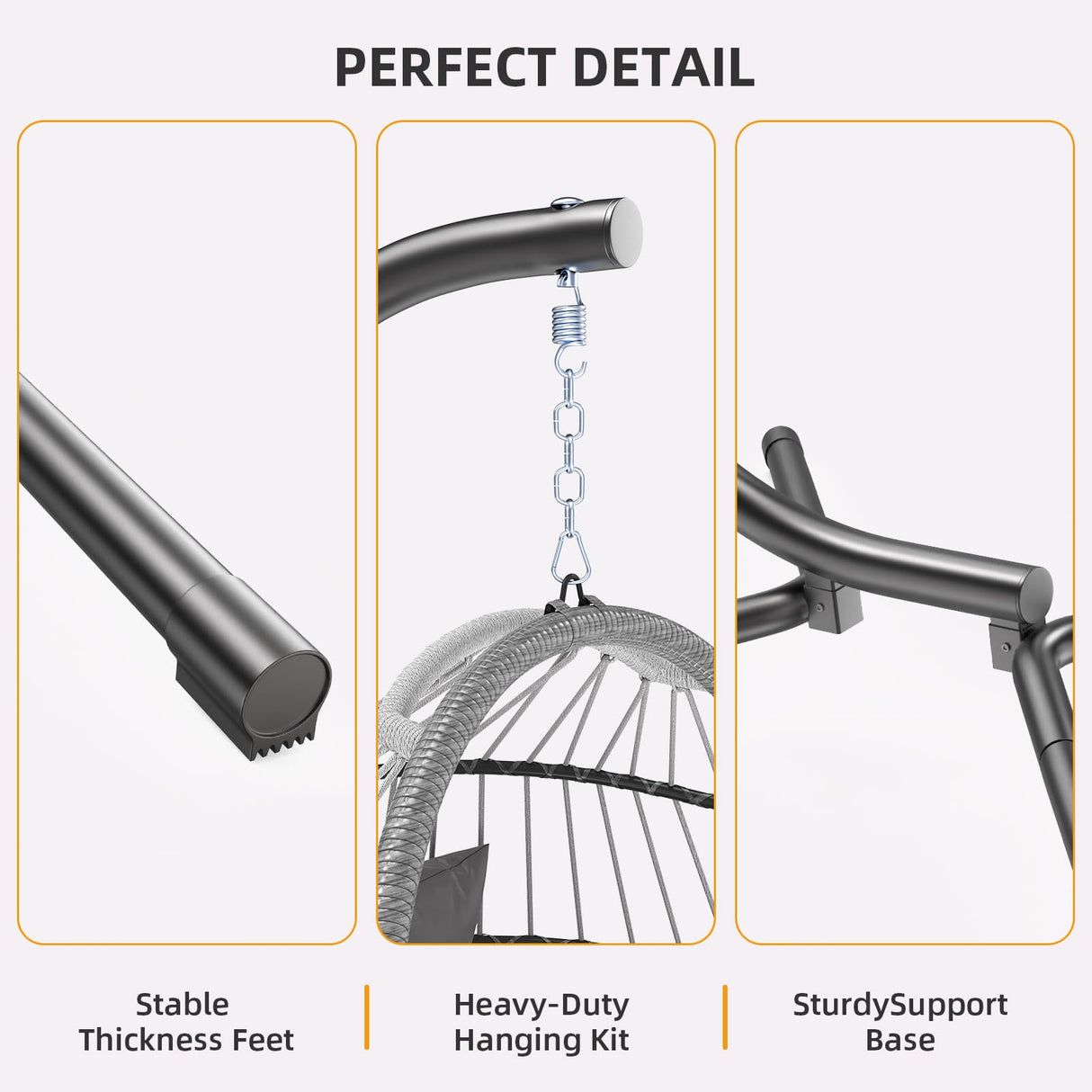 Hipicute Egg Chair with Stand,Patio Rattan Wicker Hanging Swing Egg Chair Hammock Chair for Bedroom Porch Garden,Thickened Aluminum Alloy Steel Frame and UV Resistant Cushion,350LBS Capacity Hipicute