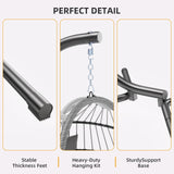 Garvee Egg Chair with Stand,Patio Rattan Wicker Hanging Swing Egg Chair Hammock Chair for Bedroom Porch Garden,Thickened Aluminum Alloy Steel Frame and UV Resistant Cushion,350LBS Capacity Garvee