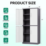 Letaya Metal Storage Cabinet with Lock Door, Adjustable Shelf Steel Cabinets for Office, Home,Pantry,Kitchen,Garage Utility Cabinet (4 Door-White&Gray) Letaya