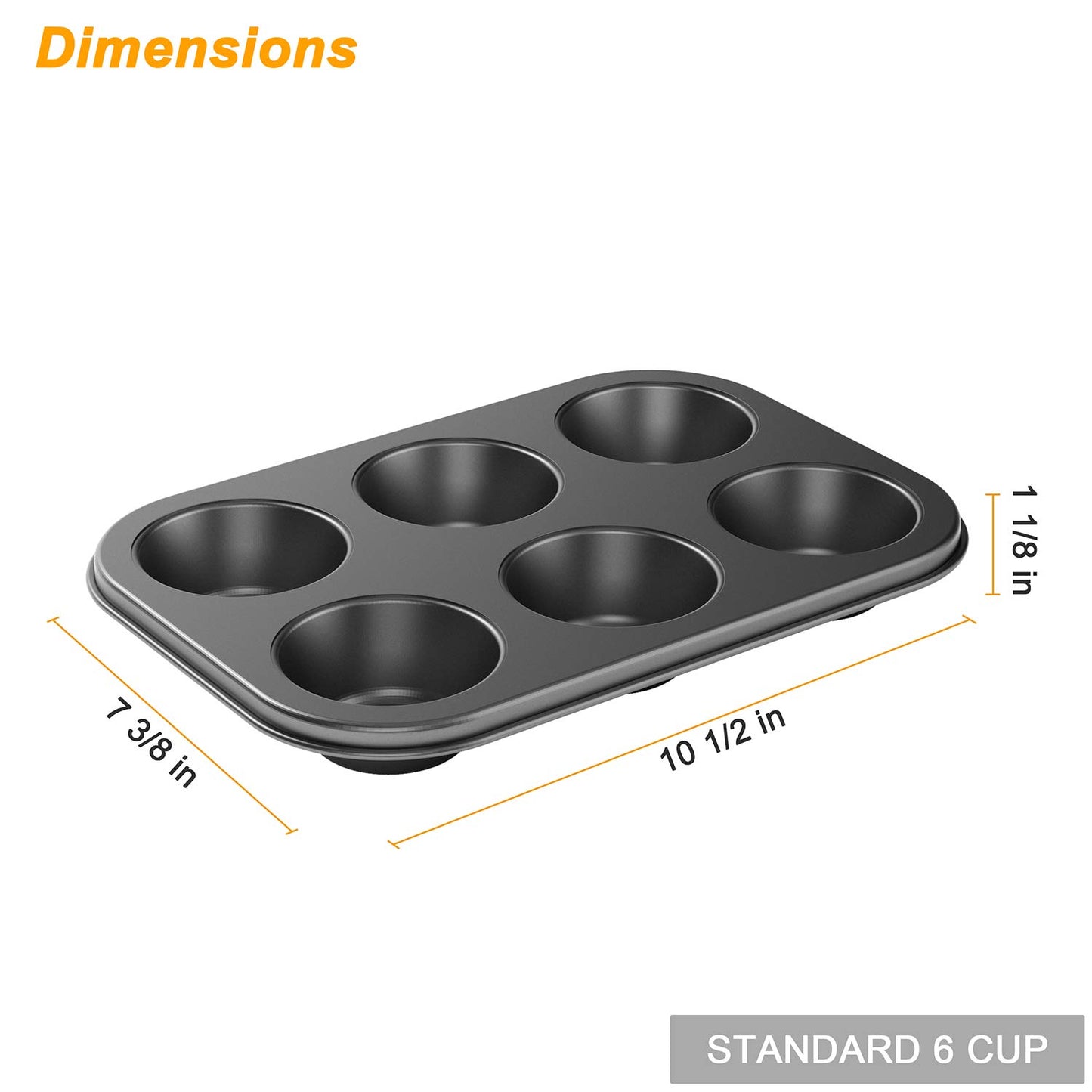 3 Pack Nonstick Muffin Pan, Carbon Steel Cupcake Pan, Easy to Clean and Perfect for Making Muffins or Cupcakes, 6 Cup Standard