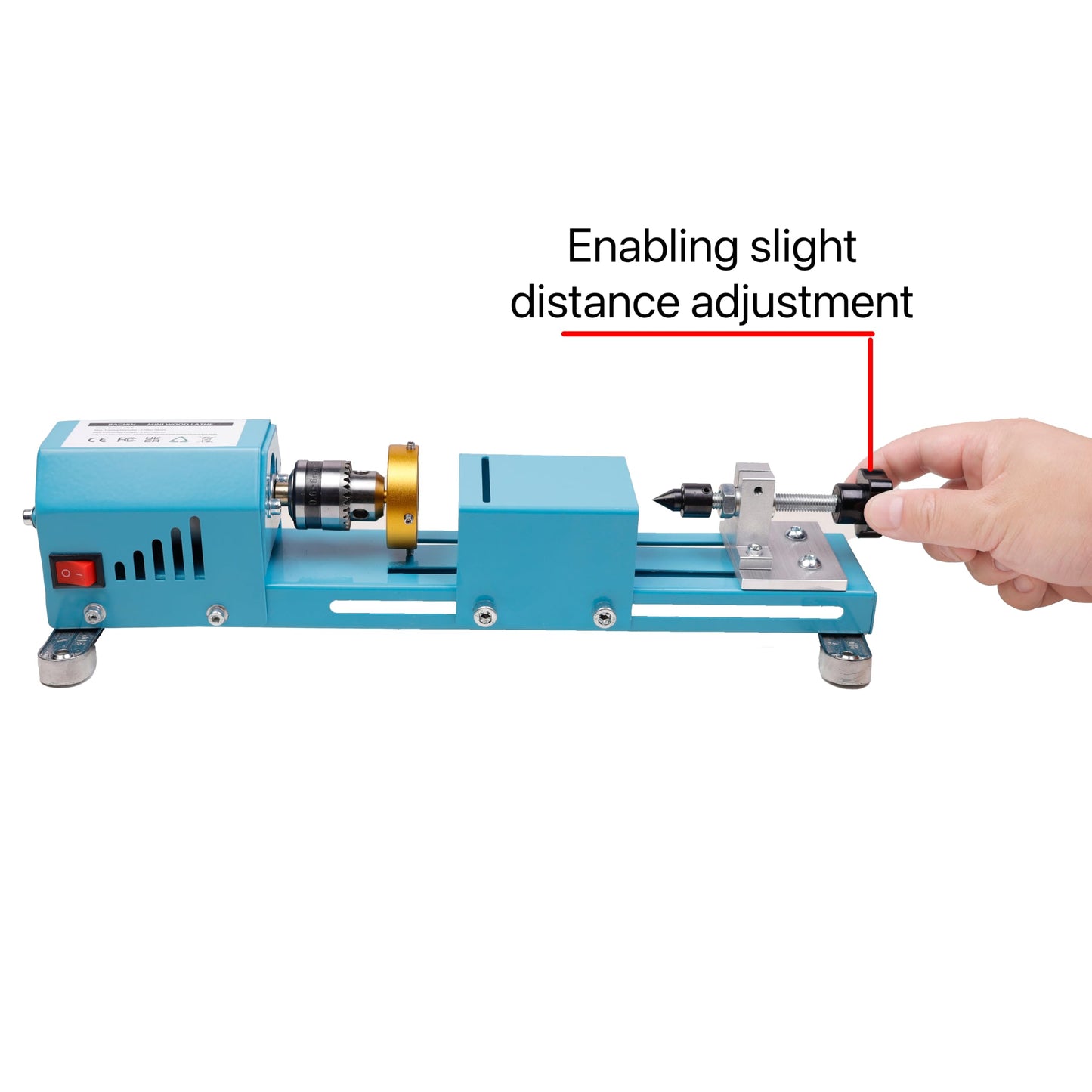 Onetuon Mini Wood Lathe Milling Machine Multi-Purpose Type Lathe with Wood Lathe Milling Accessories, for Wood Polishing, Grinding, Cutting and Milling ，2.76 in x 6.3 in, 24VDC 96W，7 Speeds