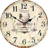 Toudorp Rustic Wall Clock French Country Vintage 14 Inch Wall Clock Battery Operated Silent Non-Ticking Wooden Wall Clock Retro Arabic Numerals Animal Style Wall Clock (Gourmet Kitchen) Toudorp