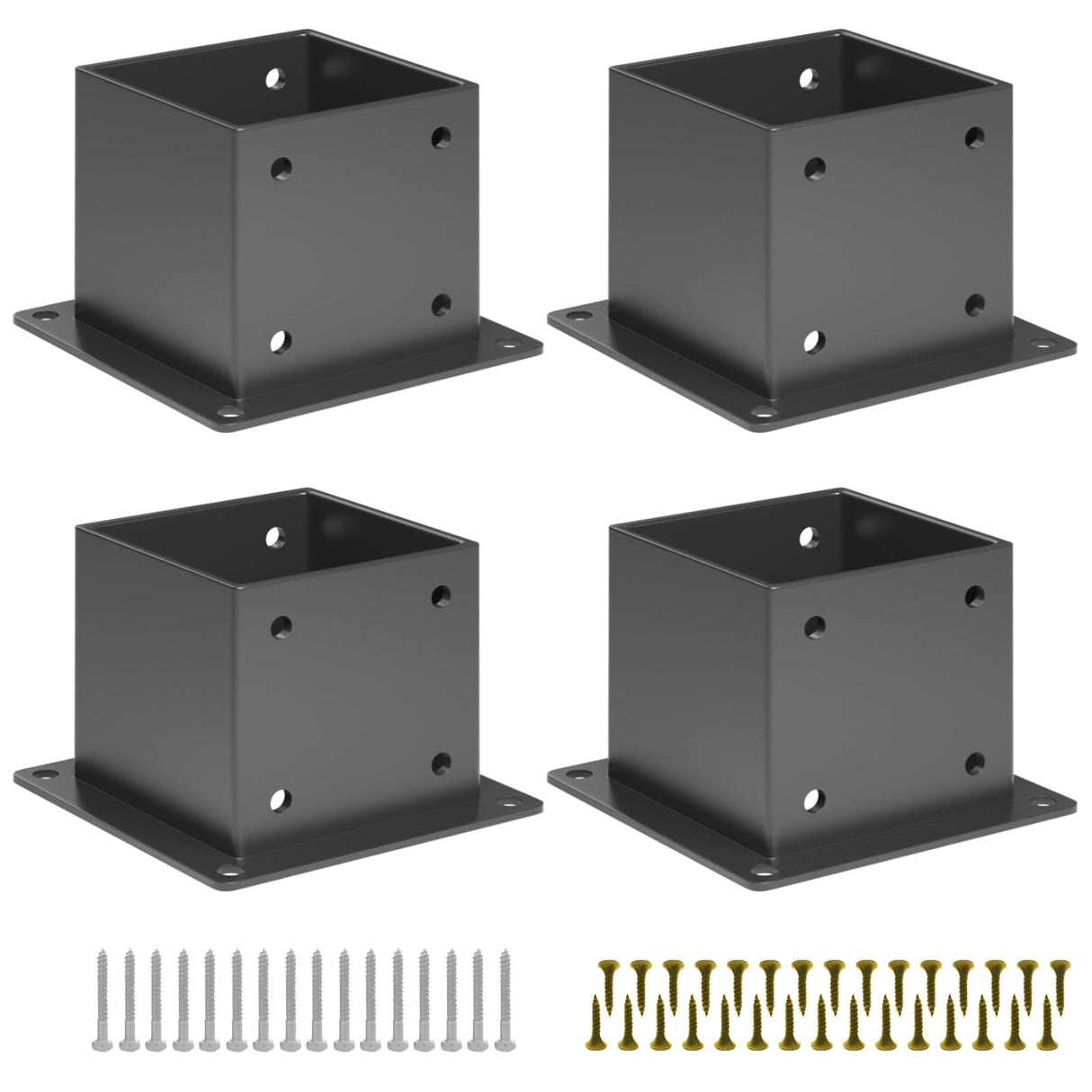 Kinchoix 4pc Pergola Post Base Heavy Duty Wood Post Support Kit for 4"x 4" (Actual 3.5 X 3.5 inch) DIY Wood Lumber Pergola Gazebo Deck Railing kit Hardware Kinchoix