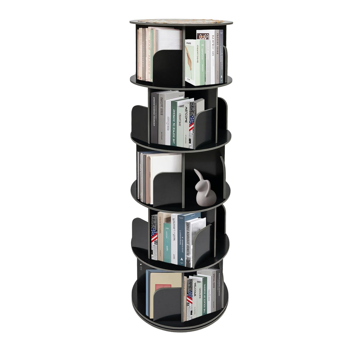 Lemoeyes 360° Rotating Corner Bookshelf - 5-Tier Spinning Bookcase for Home and Office Lemoeyes
