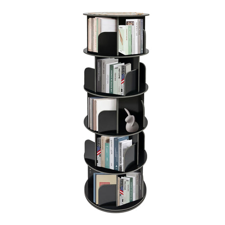 Lemoeyes 360° Rotating Corner Bookshelf - 5-Tier Spinning Bookcase for Home and Office Lemoeyes