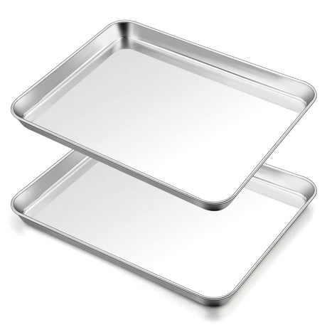 TeamFar Baking Sheet, 17.6’’ x 13’’ x 1’’ Stainless Steel Large Cookie Sheet Half Baking Pans, Non-toxic & Healthy, Easy Clean & Dishwasher Safe, Heavy Duty & Sturdy- Set of 2 TeamFar