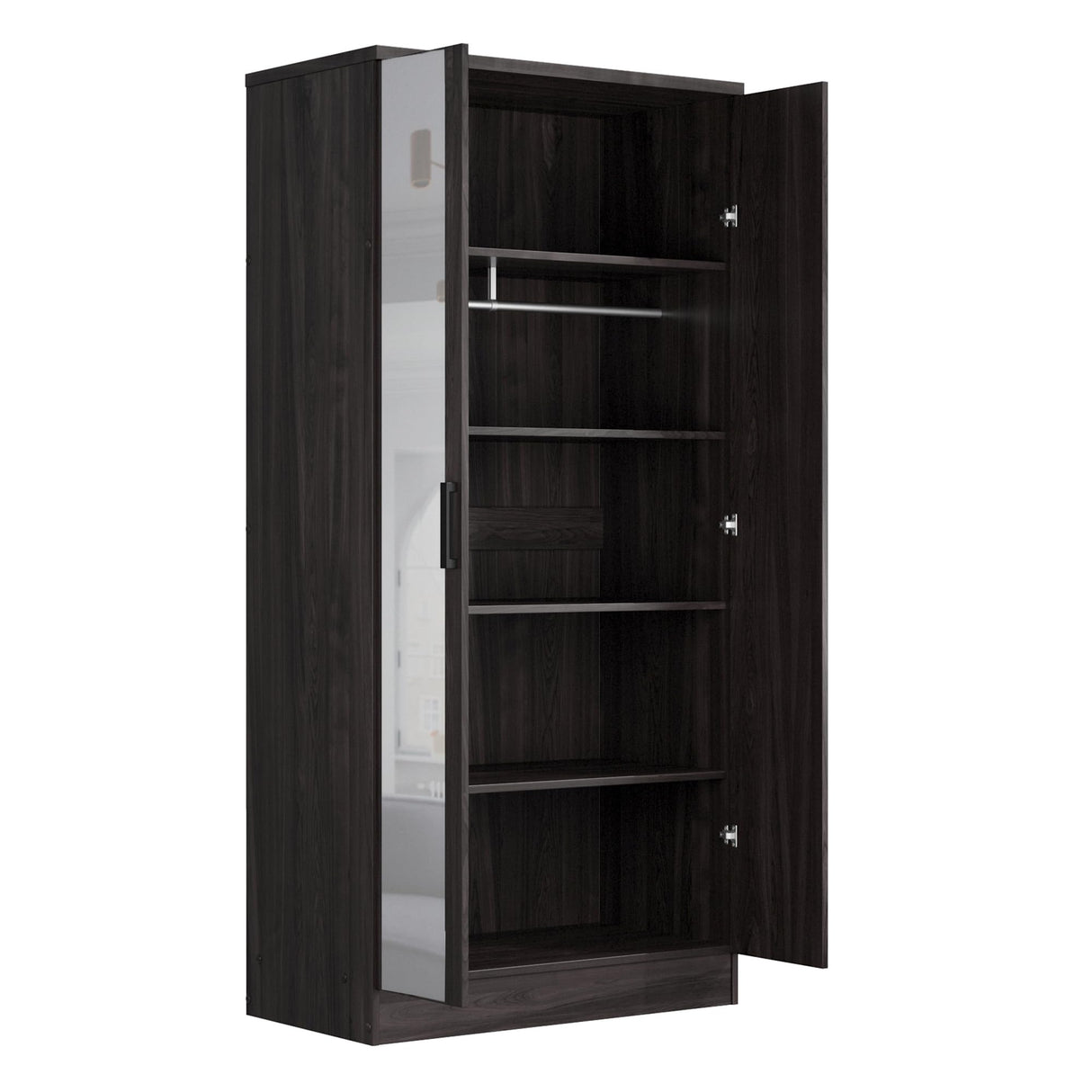 Better Home Products Harmony Two Door Armoire Wardrobe with Mirror in Tobacco Better Home Products