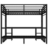 Bellemave Futon bunk Bed Twin XL Over Queen, Queen loft Bed with futon, Twin Over futon bunk Bed with Desk and Shelves, Queen loft Bed with Desk, Queen bunk Bed with LED and USB, Black Bellemave