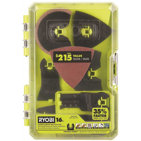 RYOBI 16 PC. OSCILLATING MULTI-TOOL BLADE ACCESSORY SET, #A241601 RYOBI