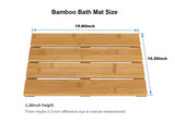 PELYN Bamboo Wooden Mini Bath Shower Mats for Small Bathroom, Small Bamboo Wood Bathroom Floor Mat, Sturdy and Easy to Clean(15.8 x 10.2 Inch) PELYN