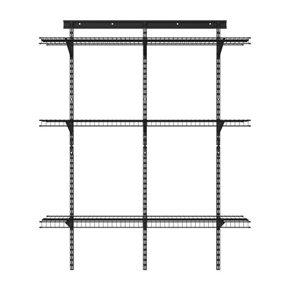 ClosetMaid MaxLoad Heavy Duty Wall Shelf Kit for Garage, 3 Shelves, Adjustable ShelfTrack Wire Shelving, Black Finish