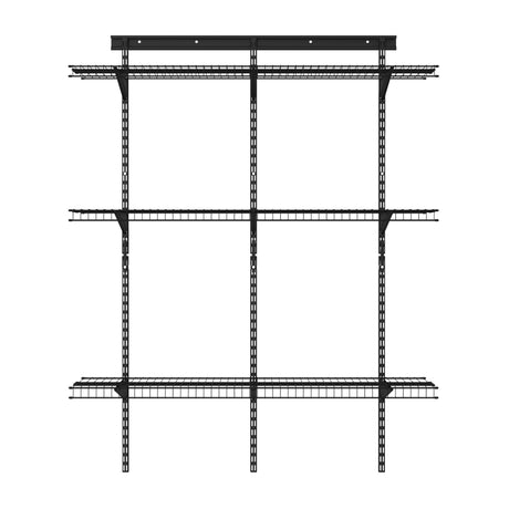 ClosetMaid MaxLoad Heavy Duty Wall Shelf Kit for Garage, 3 Shelves, Adjustable ShelfTrack Wire Shelving, Black Finish ClosetMaid