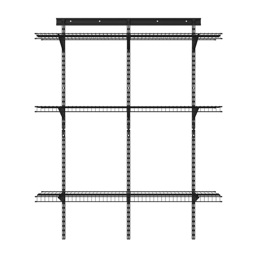 ClosetMaid MaxLoad Heavy Duty Wall Shelf Kit for Garage, 3 Shelves, Adjustable ShelfTrack Wire Shelving, Black Finish